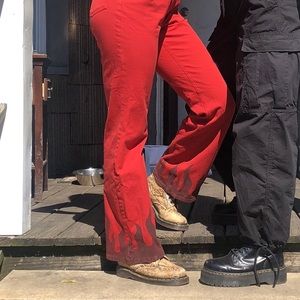Red flame jeans